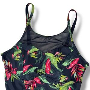 Torrid Women's High Neck One-Piece Mesh Swimsuit Bathing Suit Plus Size 2 Leaves